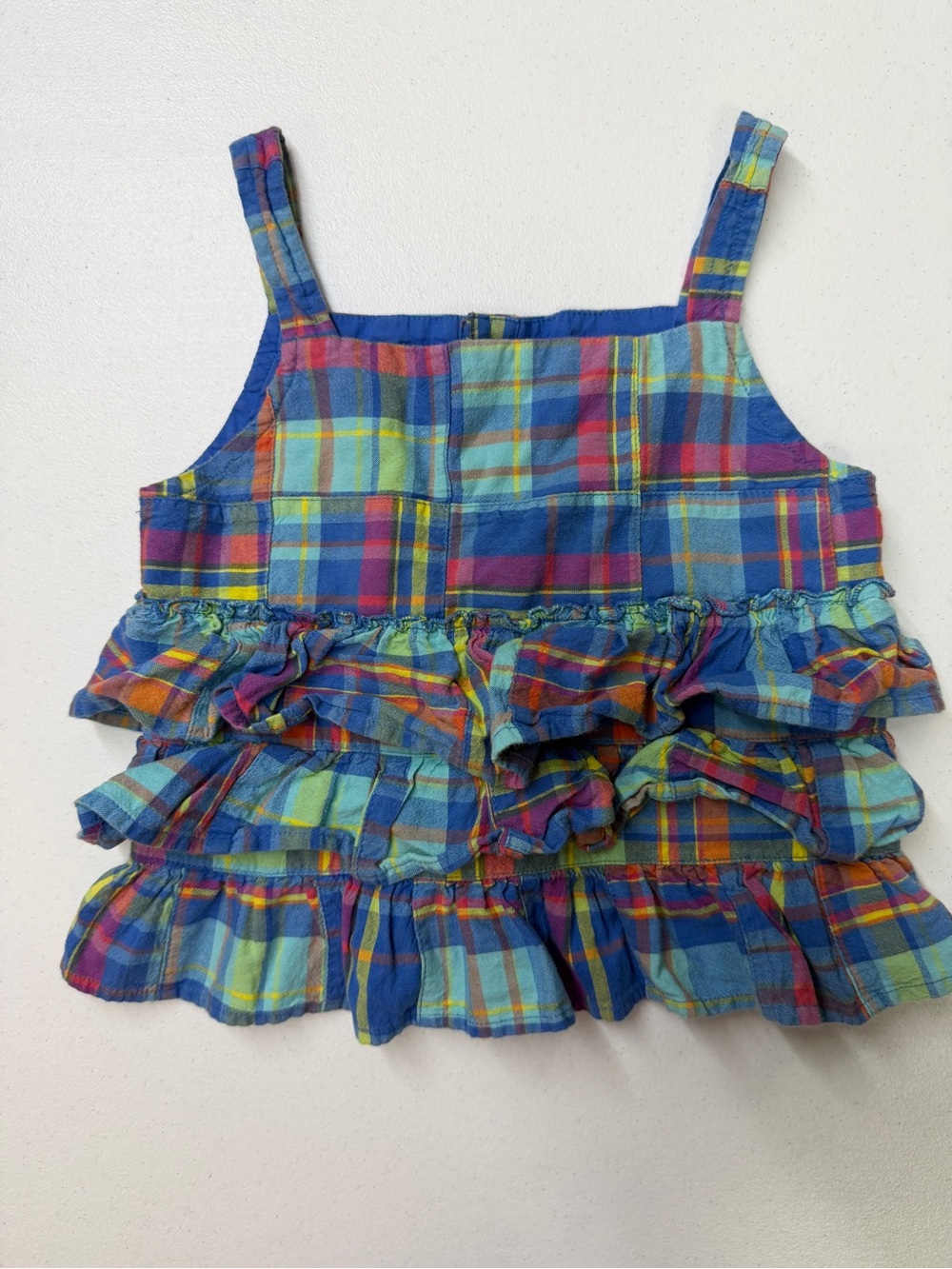 The Children’s Place Girls Size 5 Plaid Tiered Ruffle Cami Top